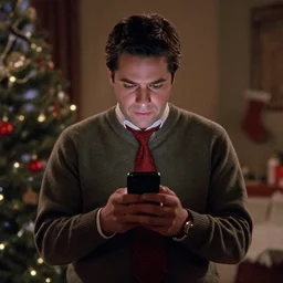 chevy chase, staring into his iphone, still from national lampoon christmas vacation