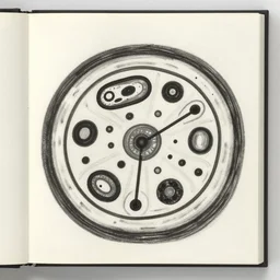 a biology text book illustration of a cell by picasso, black and white painting