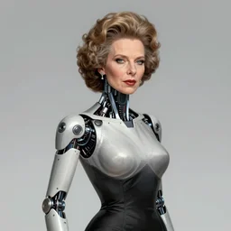 portrait of an absurdly beautiful margaret tatcher, graceful, sophisticated, fashionable cyberpunk mechanoid, hyperdetailed illustration by irakli nadar and alexandre ferra, volumetric lighting, celtic fantasy art, psychedelic, intricate, hyper detailed, smooth, vibrant aura, intricate linework, white porcelain skin, faberge, coral