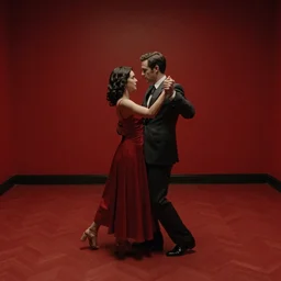 laura palmer and kendall roy are dancing in the red room. minimal, chevron floor, twin peaks, strange