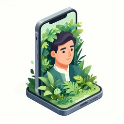 ( ( dither ) ), editorial illustration portrait of an isometric iphone with lush foliage overgrowth, modern art deco, ( ( mads berg ) ), christopher balaskas, victo ngai, rich grainy texture, very detailed, dynamic composition, wide angle, matte, art nouveau, unreal engine, risograph, halftone texture, wood block print