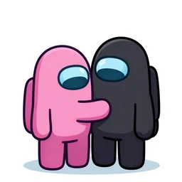 among us black and pink crewmates hugging