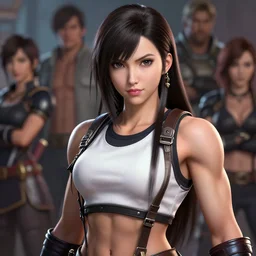 portrait of a beautiful muscular tifa lockhart with plump lips, elegant, fantasy, hd shot, digital portrait, beautiful, artstation, comic style, by artgerm, guy denning, jakub rozalski, magali villeneuve and charlie bowater