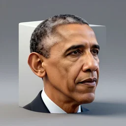 obama's head squished into the shape of a cube, 3d render, award winning image, 8k, unreal engine, detailed, octane render