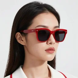 asian woman wearing sunglasses, realistic, fluent composition, red white and black, concept art, ambient light, 4 k, intricate details, highly professionally detailed, cgsociety, highly detailed -