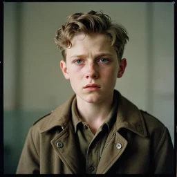 kodak portra 4 0 0, 8 k, highly detailed, britt marling style 3 / 4 photographic close, press award winning colour portrait of a scared by war boy, up face with 1 9 2 0 s hairstyle, 1 9 2 0 s style, asymmetrical, hasselblad x 1 d - 5 0 c, 1 0 0 mm f 1. 8, soft light