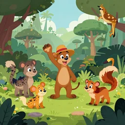 illustration of djungle animals in the style of disney