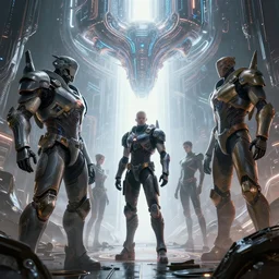 amazing dream about first contact with singularity transhumanism artificial intelligence, mass effect, dark souls, hyper realistic, concept art, high key lighting, intricate, hyper detailed, smooth, high contrast, neon, volumetric lighting, octane, raytrace, greg rutkowski, huifeng huang, artgerm, beeple, jim lee,