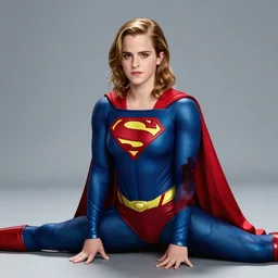 emma watson in a superman costume doing a split