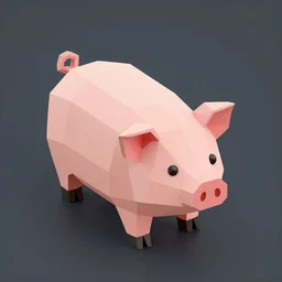 low poly isometric pig on a blank background