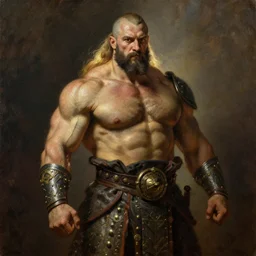 subject: muscular oversized alligator warrior in medium shot backlight portrait, style:  very heavy textured rembrandt oil painting with dramatic light
