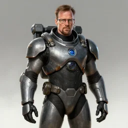 walter white as gordon freeman wearing the hev suit, digital painting, game concept art