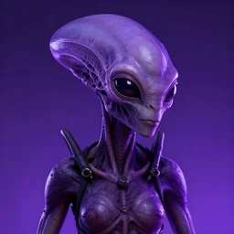 realistic character portrait, ant alien, trending in artstation, purple color lighting