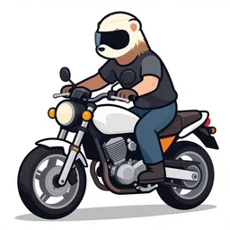 A ferret riding a motorcycle, vector art