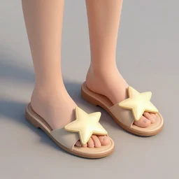 a fairy wearing slippers in the shape of a star, realistic digital art