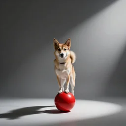 a dog on a red ball