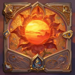 a sunset but replace the sun for a flower , D&D, fantasy, intricate, elegant, highly detailed, digital painting, artstation, concept art, matte, sharp focus, illustration, hearthstone, art by Artgerm and Greg Rutkowski and Alphonse Mucha