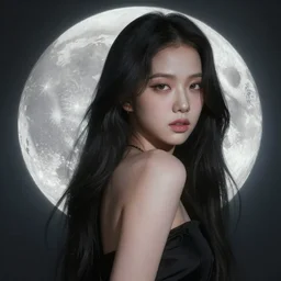 jisoo of blackpink, goddess of the moon, highly detailed, digital painting, smooth, sharp focus, illustration, ultra realistic, unreal engine, 8 k, art by artgerm and alphonse mucha