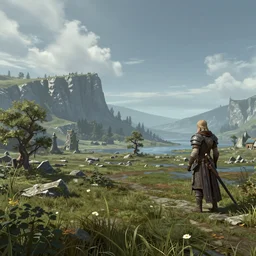 a fantasy landscape of skyrim in the style of philipp urlich