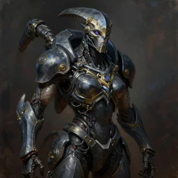 female zerg, full face and body, dark oil painting, hyperrealism