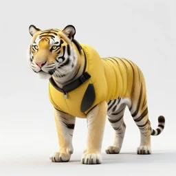 a beautfiul award winning aesthetic commission of an antrho albino tiger wearing a yellow-black padded hooded puffer jacket,digital art,art by greg rutkowski,character design by charles bowater,ross tran,photorealistic,detailed face,hyperdetailed,western comic,2021,artstation,deviantart,cg society,3d render