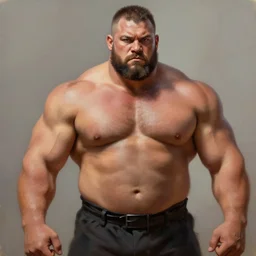shirtless strongman, oil painting, digital art, ultradetailed, artstation