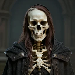perfectly centered close up portrait, skelton mage, candid photography, by anne stokes, highly detailed, character concept, unreal engine 5