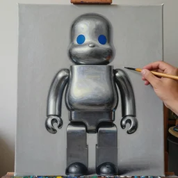 an high resolution photo of an roboto paiting on a canvas, hyper detailed, photography, realistic art, 8 k, unreal engine, octane render, cinematic