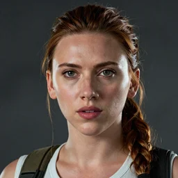 Scarlet Johansson as Lara Croft highly detailed headshot Portrait.