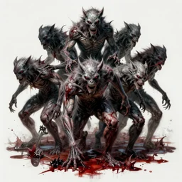 relentless predatory shapeshifters, imitating humans, murder, blood, by Greg Rutkowski, DeviantArt, digital painting, intricate, highly detailed, sharp focus,