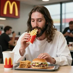 jesus spotted eating at mcdonalds, paparazzi photograph