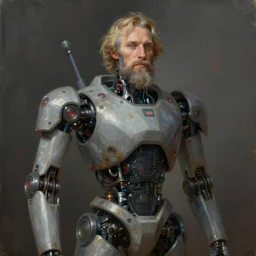 portrait : painting of alexander blok became a robot, trending on artstation, unreal engine, fantasy art
