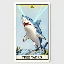 a detailed tarot card of freaking sharks with freaking laser beams on their heads, neon outline, swarm of sci fi sharks, 8 k, artstation, art by greg rutkowski, pixiv
