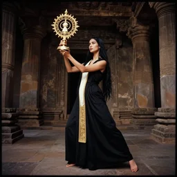 lomography, full body portrait photo of women like reol from a distances as a priestess holding a magical ritual in a ancient temple interior, moody, realistic, dynamic perspective pose, dark, skin tinted a warm tone, hdr, rounded eyes, detailed facial features, white gold black, nobuyoshi araki