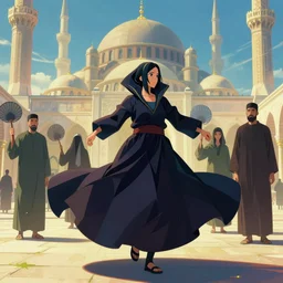 cyberpunk sufis whirling with long robes around a mosque official fanart behance hd artstation by jesper ejsing, by rhads, makoto shinkai and lois van baarle, ilya kuvshinov, ossdraws