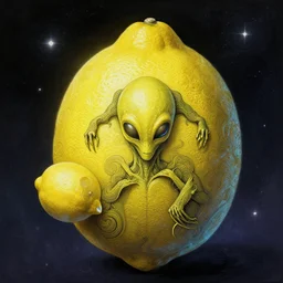 a huge alien that looks like a lemon, cosmic horror, elegant intricate digital painting artstation concept art by mark brooks and brad kunkle extreme detailed