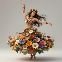 shaman dancing in a skirt made out of flowers, fantasy, fine details, high quality, trending on artstation, digital art