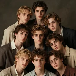 a tall stack of young men