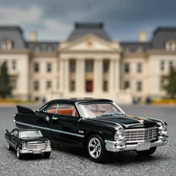 3 5 mm photo of black cadillac series 6 2 talbot, hot wheels model with an palace as background, epic cinematic, epic lighting
