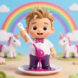 Gordon Ramsay dipping his entire body into lamb sauce, rainbows in background, cute, 4k, stock photo, full body, pretty, unicorns in background, full image