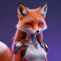 a character portrait of the avatar for an female humanoid fox a. i. in the style of glitch art in the style of anti art trending on artstation deviantart pinterest furaffinity photorealistic hd 8 k highlights and shadow detailed high resolution
