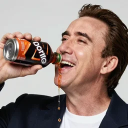 nicolas cage drinking dorito juice happily, wet mouth, dripping dorito juice, 2 0 1 5 viral advertisement, english text, food commercial 4 k
