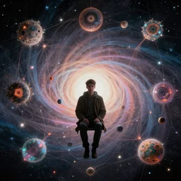 i am sitting in the center of the multi dimensional latent space conceptualizing our collectively designed divine imaginations, 4 k surrealism, jwst