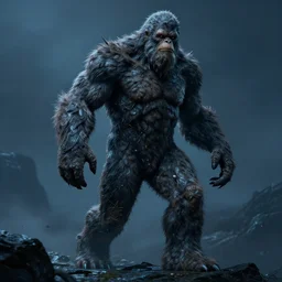 bigfoot, coriolios rpg art style, full of details, dark sci - fi, cold blue colors, matte painting, artstation, 8 k, hyperrealistic, style of peter mohrbacher