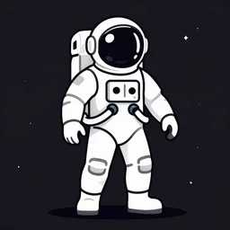 vector illustration of a retro astronaut, 1 9 8 0 s, mono