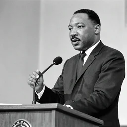 martin luther king jr giving his “i have a dream” speech at the lincoln memorial, photo taken with a modern day iphone