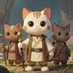 cartoonish Jedi kitten order, anime, a fantasy digital painting by Greg Rutkowski and James Gurney, trending on Artstation, highly detailed