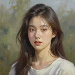“beautiful asian girl portrait in morning sun, Danile Gerhartz, oil painting, high resolution, highly detailed”