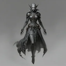 female revenant, undead, grey tarnished longcoat, vengeful, floating, no legs, tendrils, high fantasy, steampunk, monochromatic, detailed face, highly detailed, smooth, shrap focus, matte digital illustration, by koyorin, donato giancola, pixiv, tenebirsm