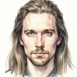 portrait of magickjell, watercolor, ink lines, lars lerin, highly detailed
